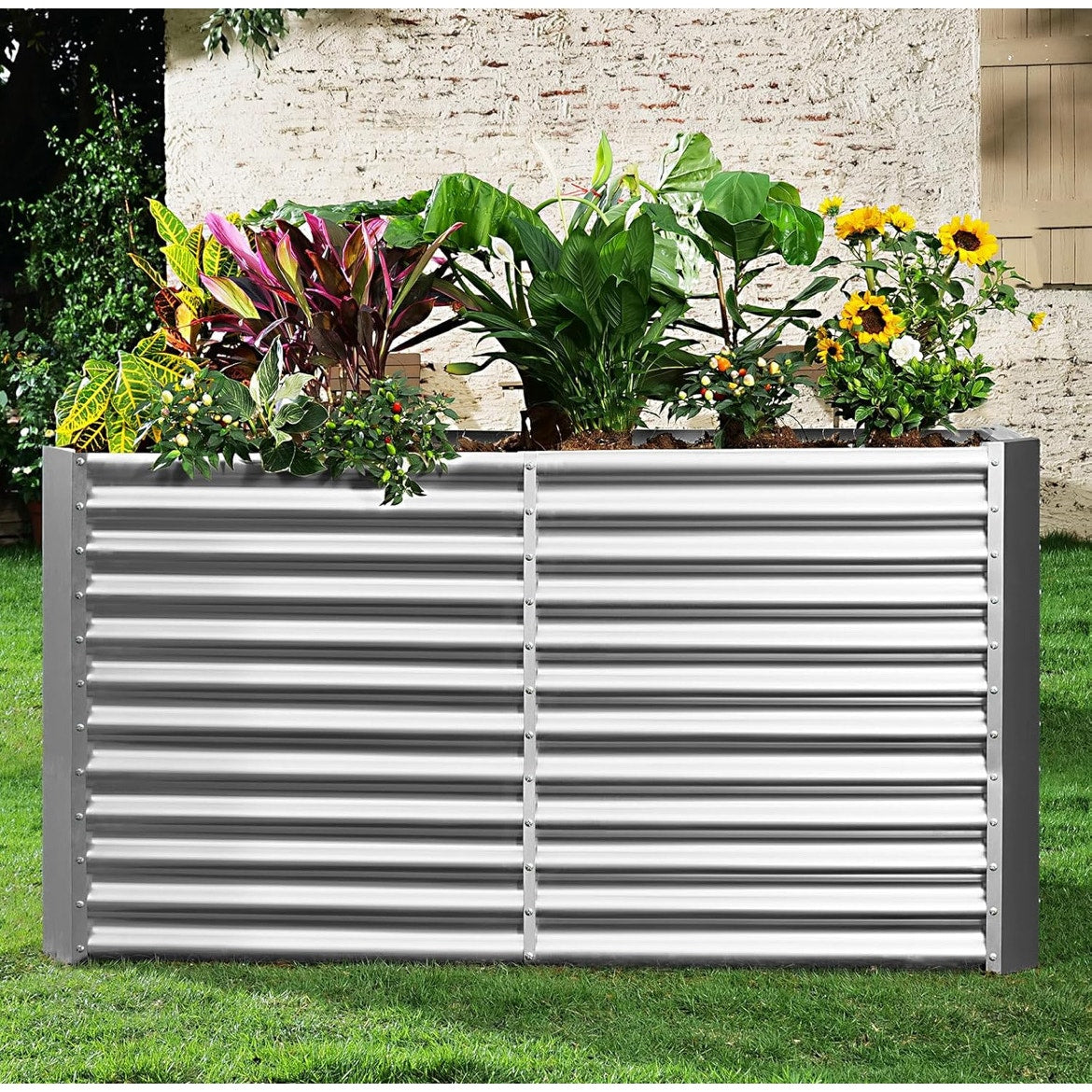 2x Land Guard 8x4x3ft Rectangular Galvanized Raised Garden