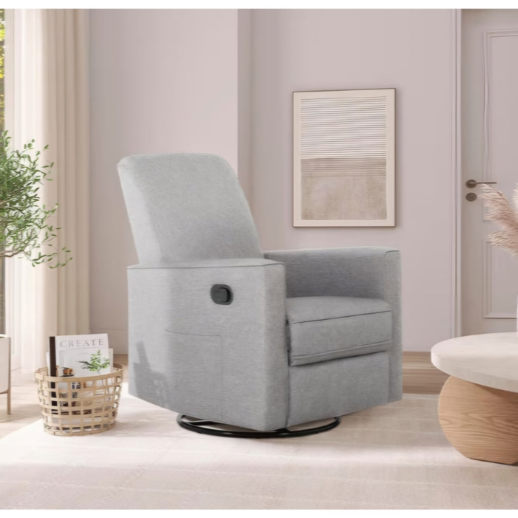 Evolur Raleigh Upholstered Manual Glider Recliner– Rocking & 360° Swivel with Smooth Glide