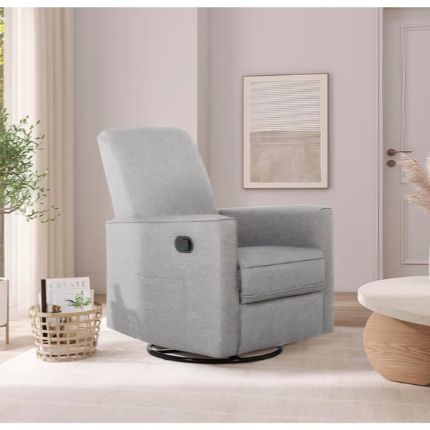 Evolur Raleigh Upholstered Manual Glider Recliner– Rocking & 360° Swivel with Smooth Glide