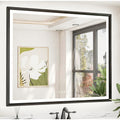 TETOTE 48x40 LED Bathroom Mirror with Lights Black Metal Frame Front & Back Light Vanity Mirror