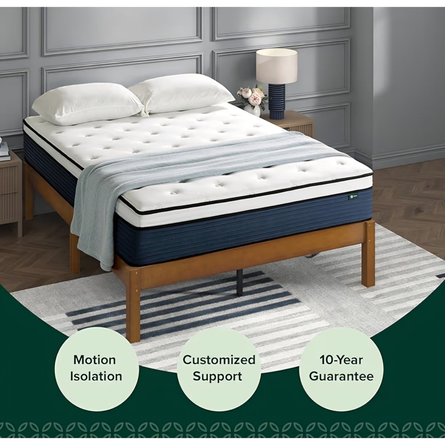 ZINUS 12 Inch Queen Comfort Support Hybrid Mattress [New Version], Queen,