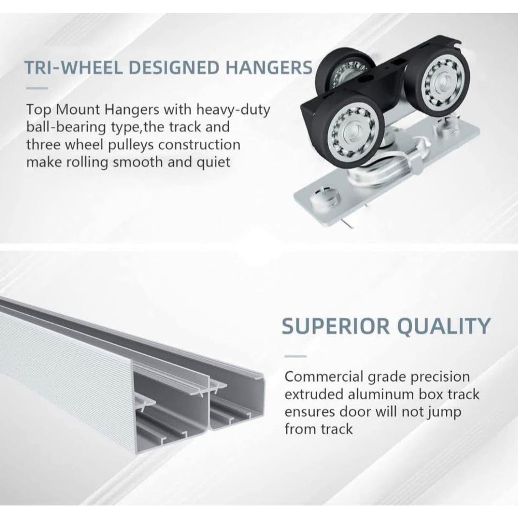 JUBEST 8FT/96" Bypass Door Hardware,Heavy Duty Aluminum Sliding Closet Door Hardware Set