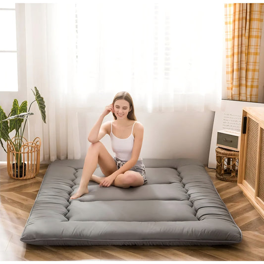 Floor Mattress Futon Mattress, Queen  4" Thicken Tatami Mat Sleeping Pad Foldable Roll Up