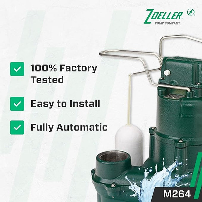 Zoeller M264 Waste-Mate Sewage Pump, 4/10th Horsepower, 115V