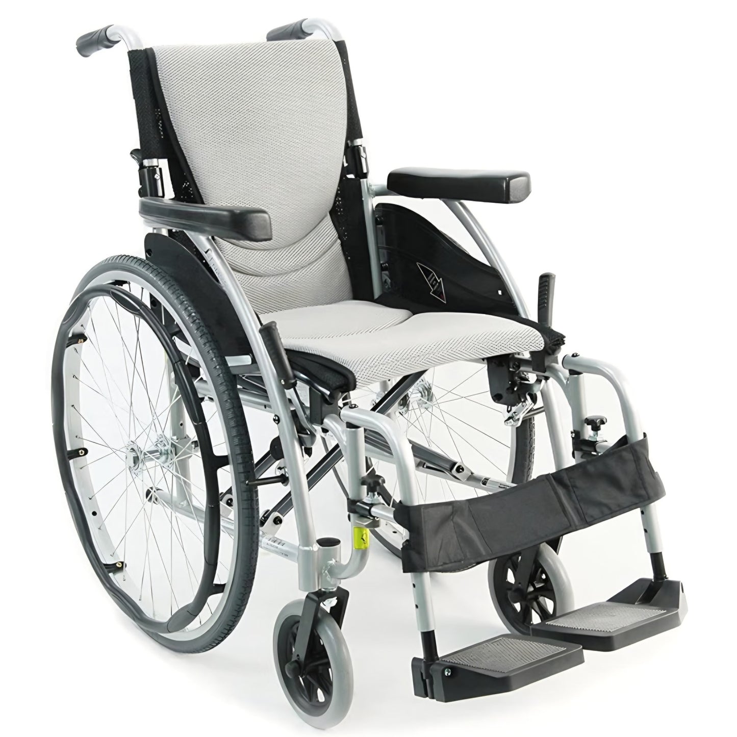 Karman K-115 25 lbs Ultra Light Ergonomic Wheelchair with Removable Footrest Silver Color