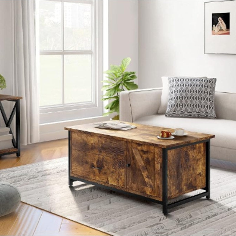 FABATO 41.7" Rustic Brown Lift Top Coffee Table with Storage Drawer, Hidden Compartment