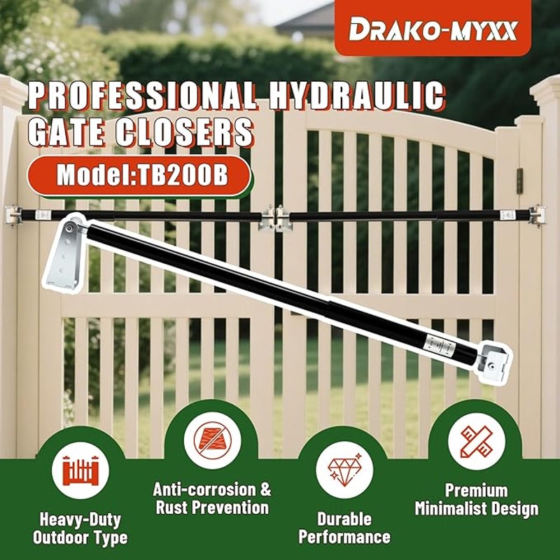 Upgraded TB200B Hydraulic Door Closer Set, Suitable for Weight 50 to 140 Pounds, Width 40 to 64 In