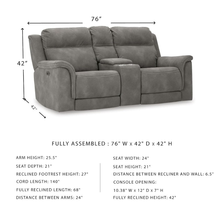 Signature Design by Ashley Power Reclining Loveseat Sofa with Console Faux leather look