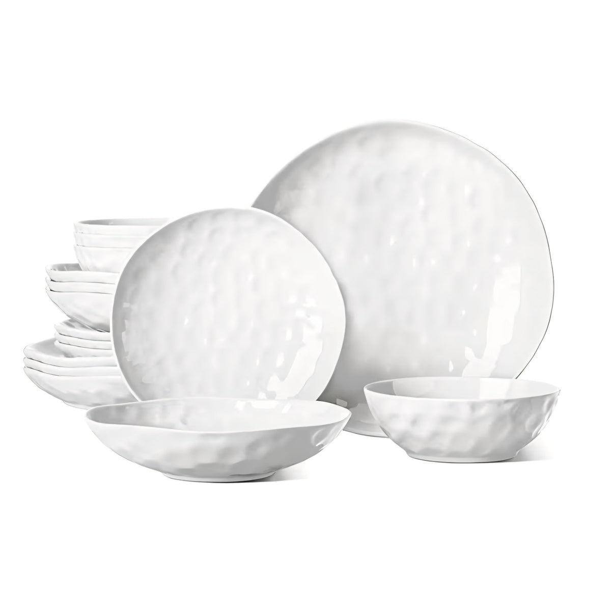 HOMBENE Large Dinnerware Set 16 Piece Service for 4, Plates and Bowls Sets, High-fired at 2372°F