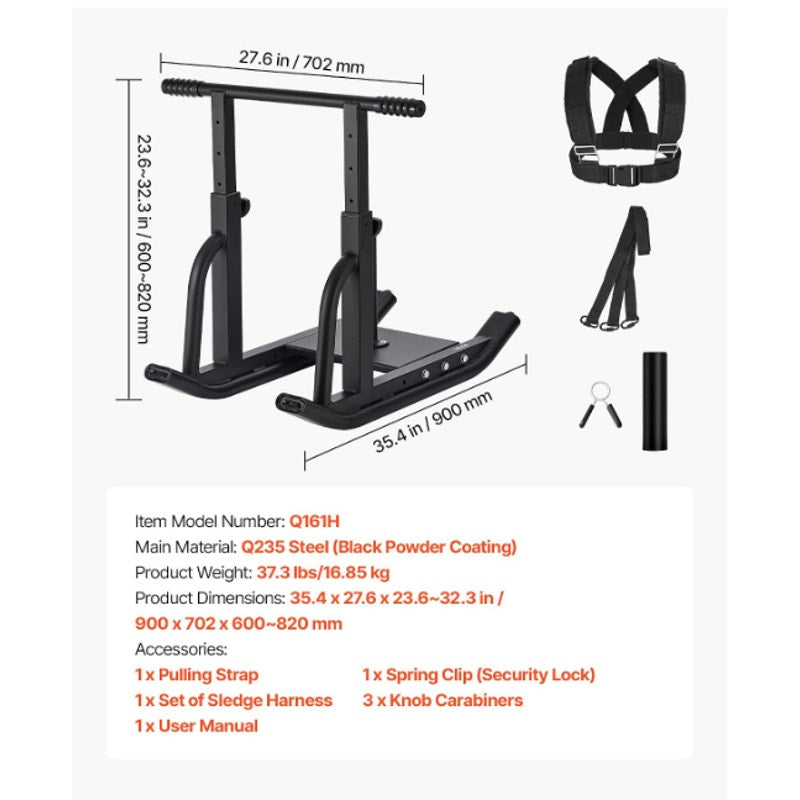 VEVOR Weight Sled,Workout Sled for Push-Pull Running & Strength Training Compatible 1/2 in Weight