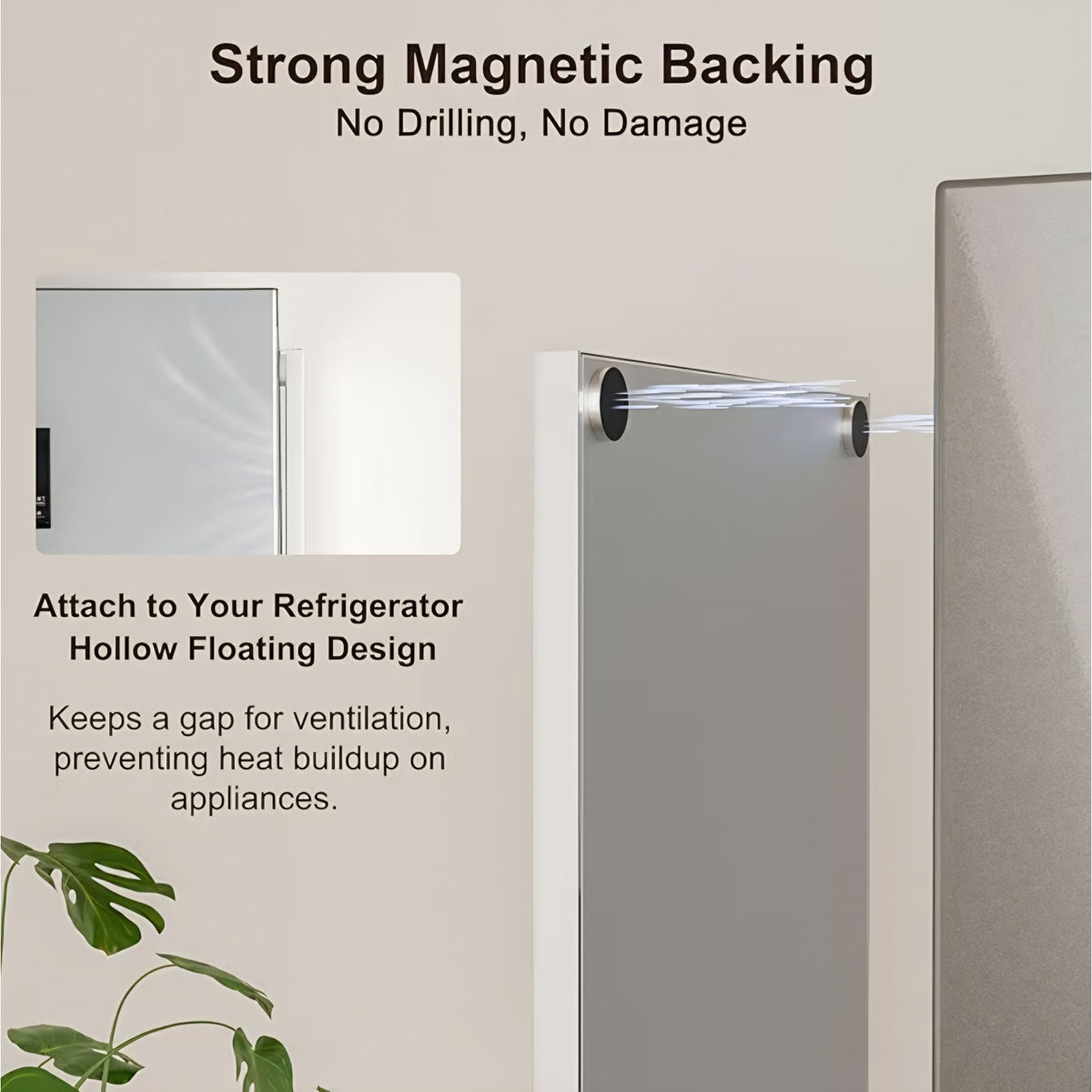 Magnetic Wall Mirror, Full Length Mirror with Tool-Free Installation,