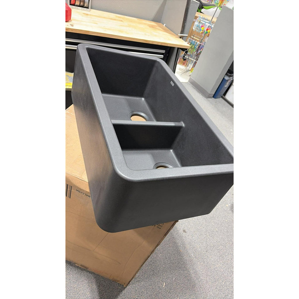 BLANCO, Anthracite 402322 IKON SILGRANIT 60/40 Double Bowl Apron-Front Kitchen Sink, 33" X 19"