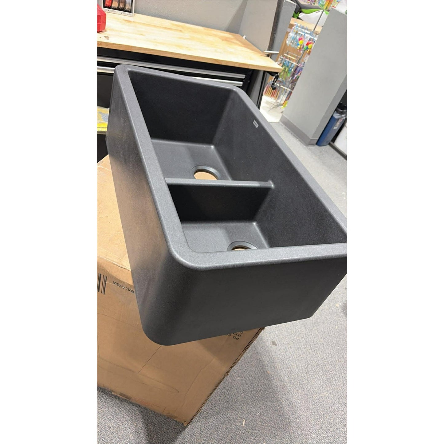BLANCO, Anthracite 402322 IKON SILGRANIT 60/40 Double Bowl Apron-Front Kitchen Sink, 33" X 19"