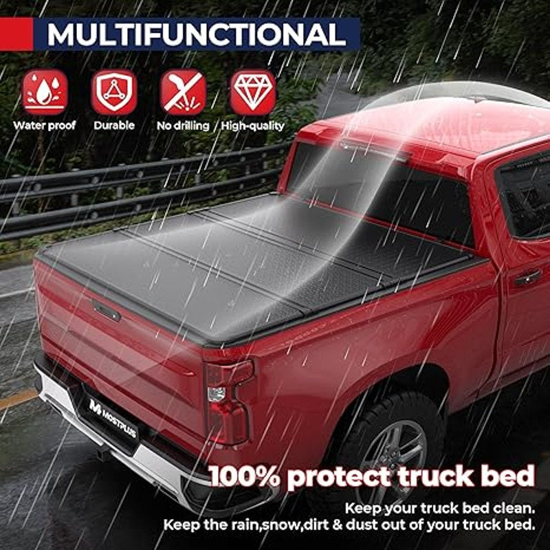 MOSTPLUS Fiberglass Tri Fold Hard Truck Bed Tonneau Cover Comp. 2004-2012 Chevy Colorado, 5 FT Feet