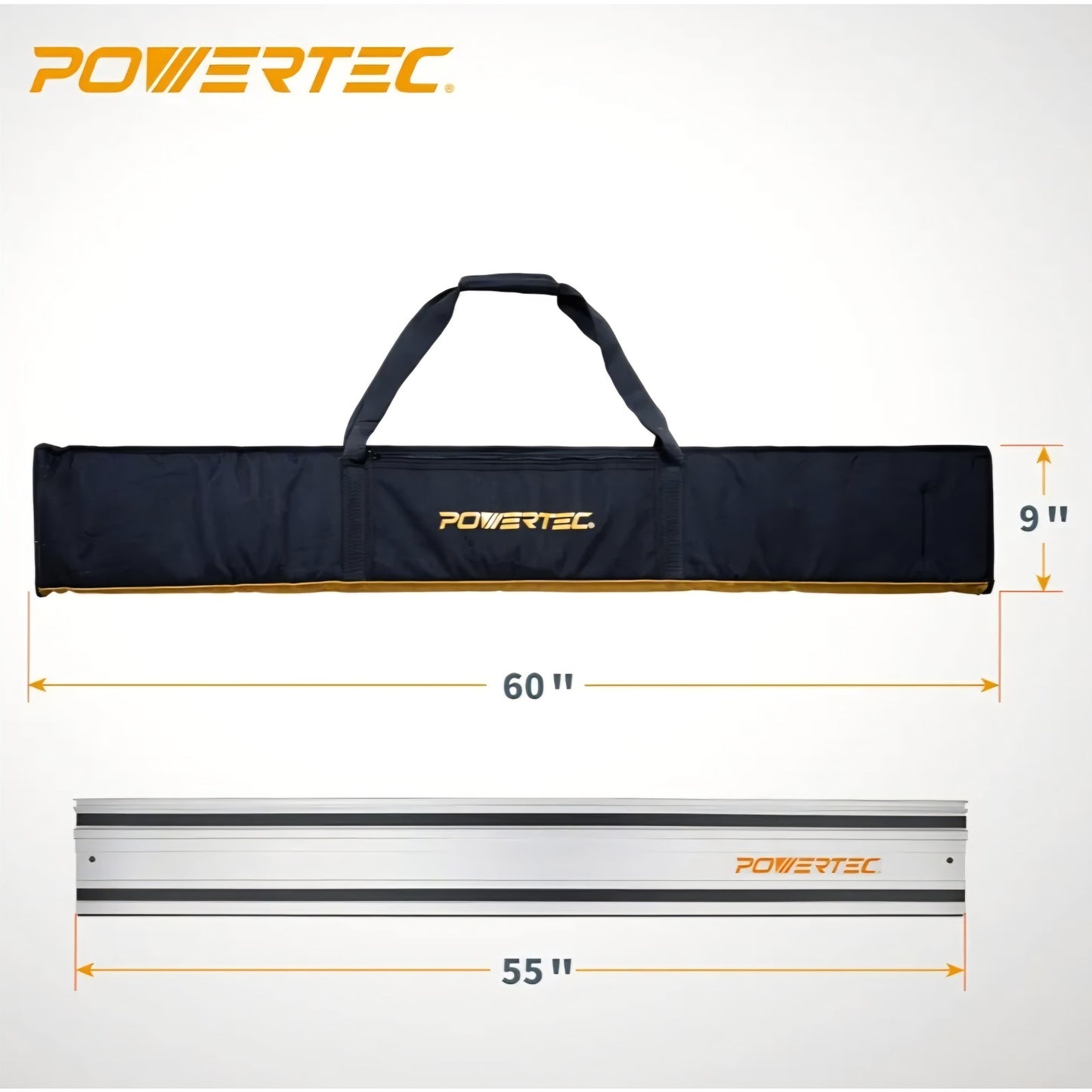 POWERTEC 71550 55" Track Saw Guide Rail Kit for Makita or Festool | Includes (2) Guide Rails
