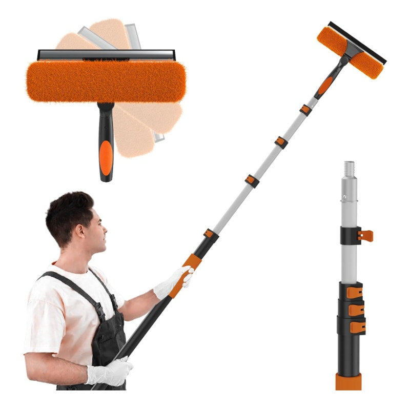 SISUPASSIE 36FT Reach 2-in-1 Window Squeegee, Professional Window Washing Kit with 7-30FT Extension