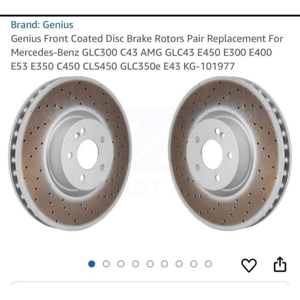 Genius Front Coated Disc Brake Rotors Pair Replacement For Mercedes-Benz GLC300 C43 AMG GLC43 E450