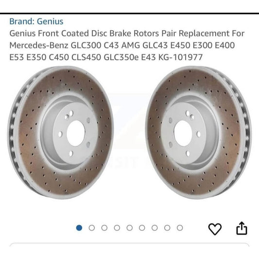 Genius Front Coated Disc Brake Rotors Pair Replacement For Mercedes-Benz GLC300 C43 AMG GLC43 E450