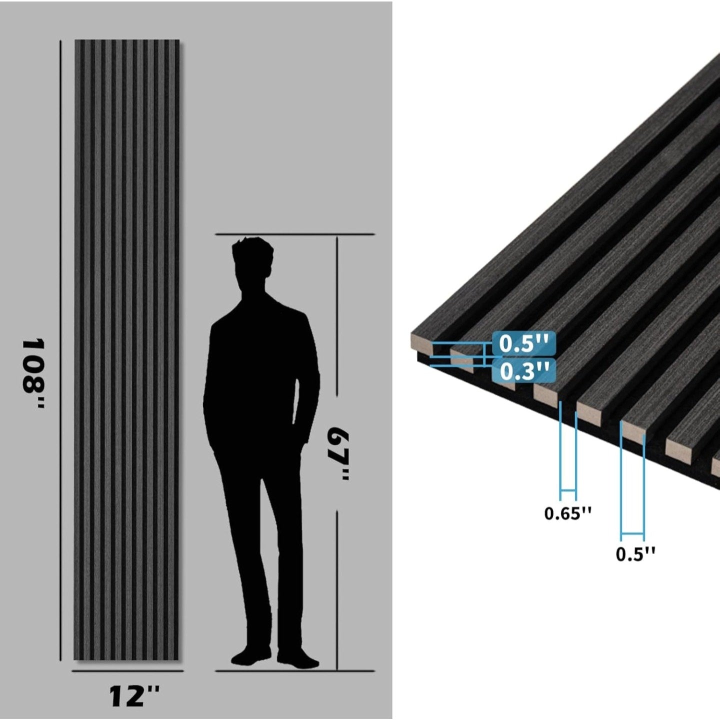 Art3d 2-Pack 108" x 12" Acoustic Wood Panels for Wall, Soundproof Wood Slat Panel for Wall and Ceil