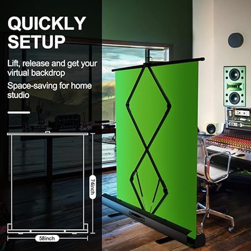 EMART Upgrade Green Screen, 58x74in Collapsible Chroma Key Panel for Background Removal, TikTok
