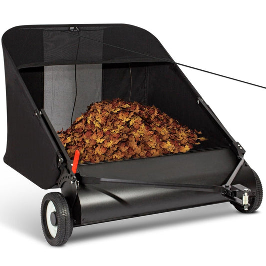 Suchtale Upgrade 42-inch Tow Lawn Sweeper for Leaves & Grass,21cu.Ft. Leaf Collector with Large