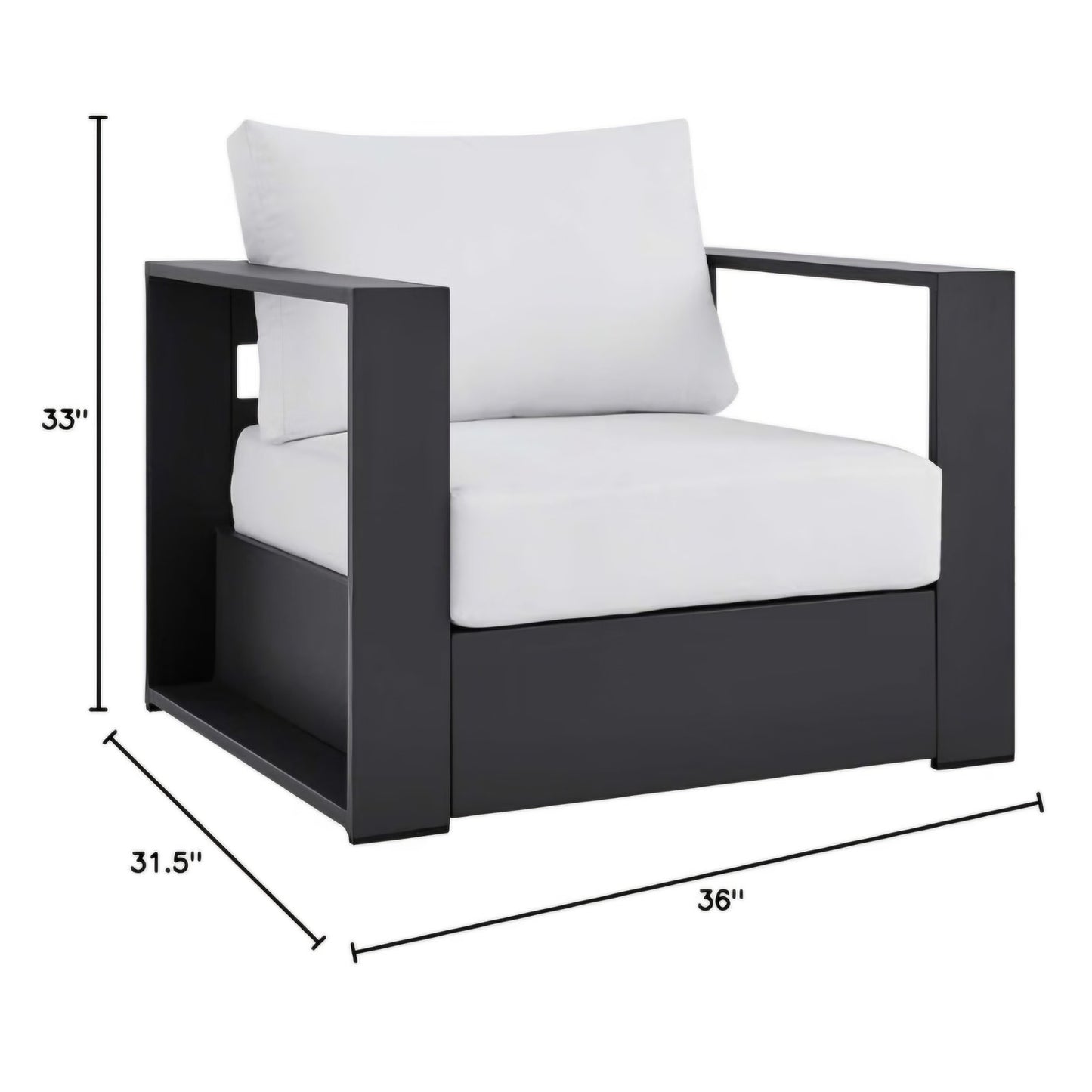 Modway Tahoe Aluminum Outdoor Patio Armchair in Gray White