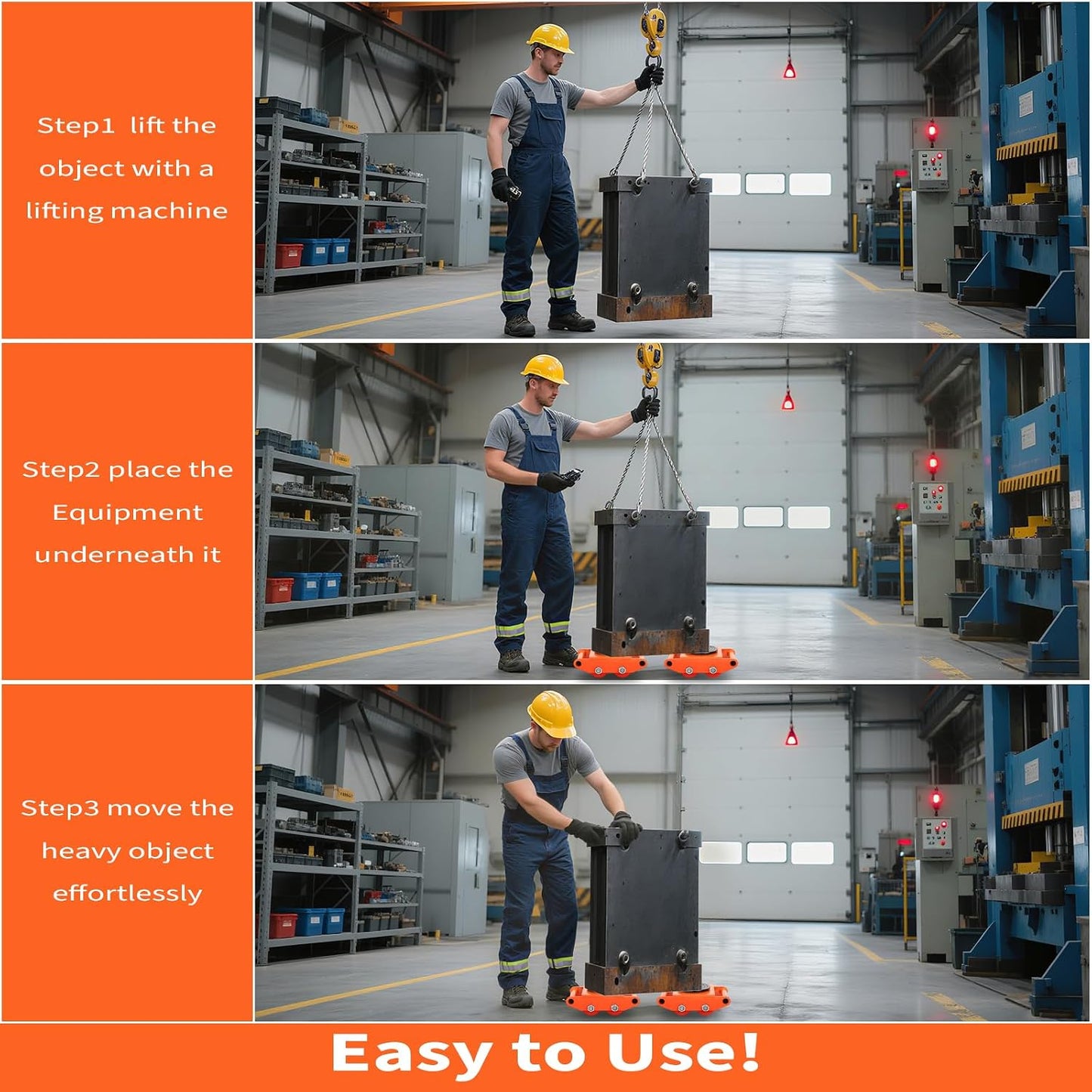 Garvee Machinery Mover Industrial Heavy Duty Skate Dolly, 4 Wheels & 360° Rotation Non-Slip Tray.