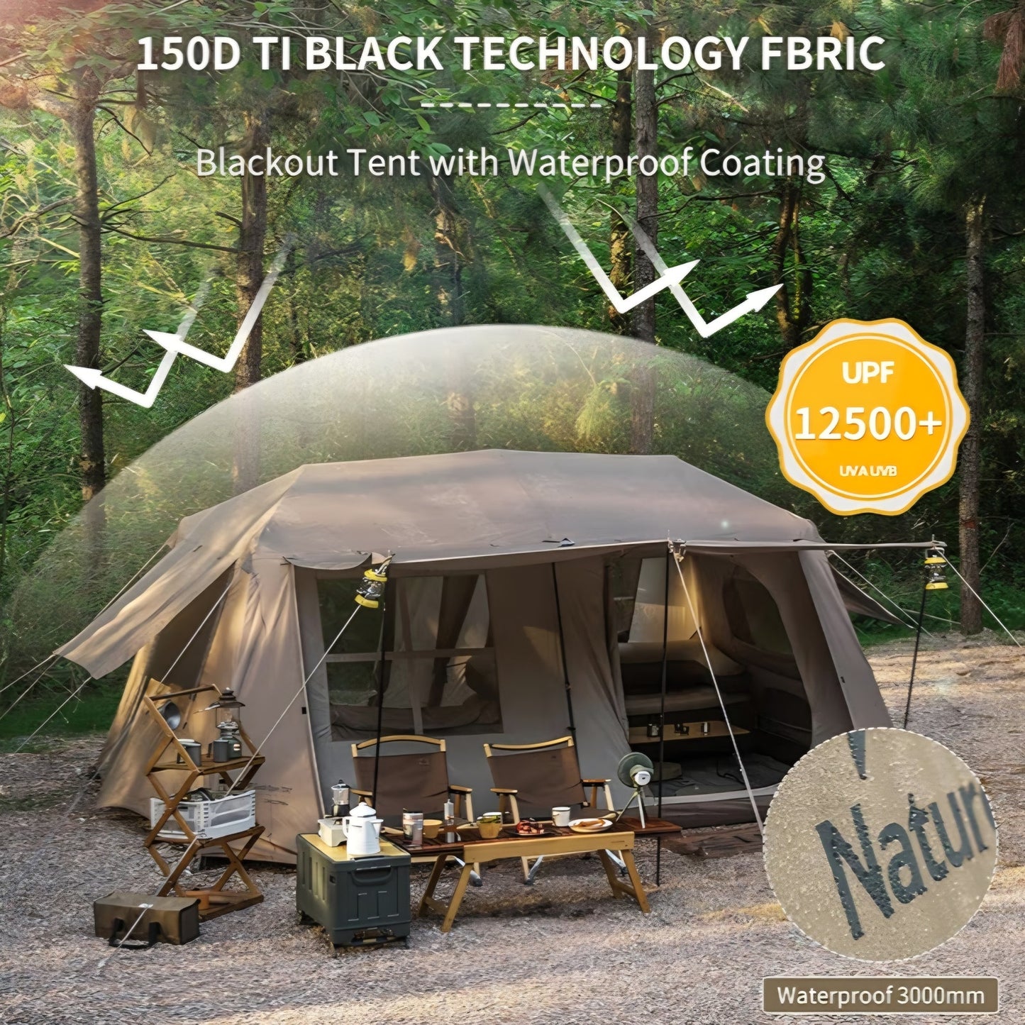 Naturehike Village Instant Tent, 4 Person 8 Person Camping Tent with Full Rainfly
