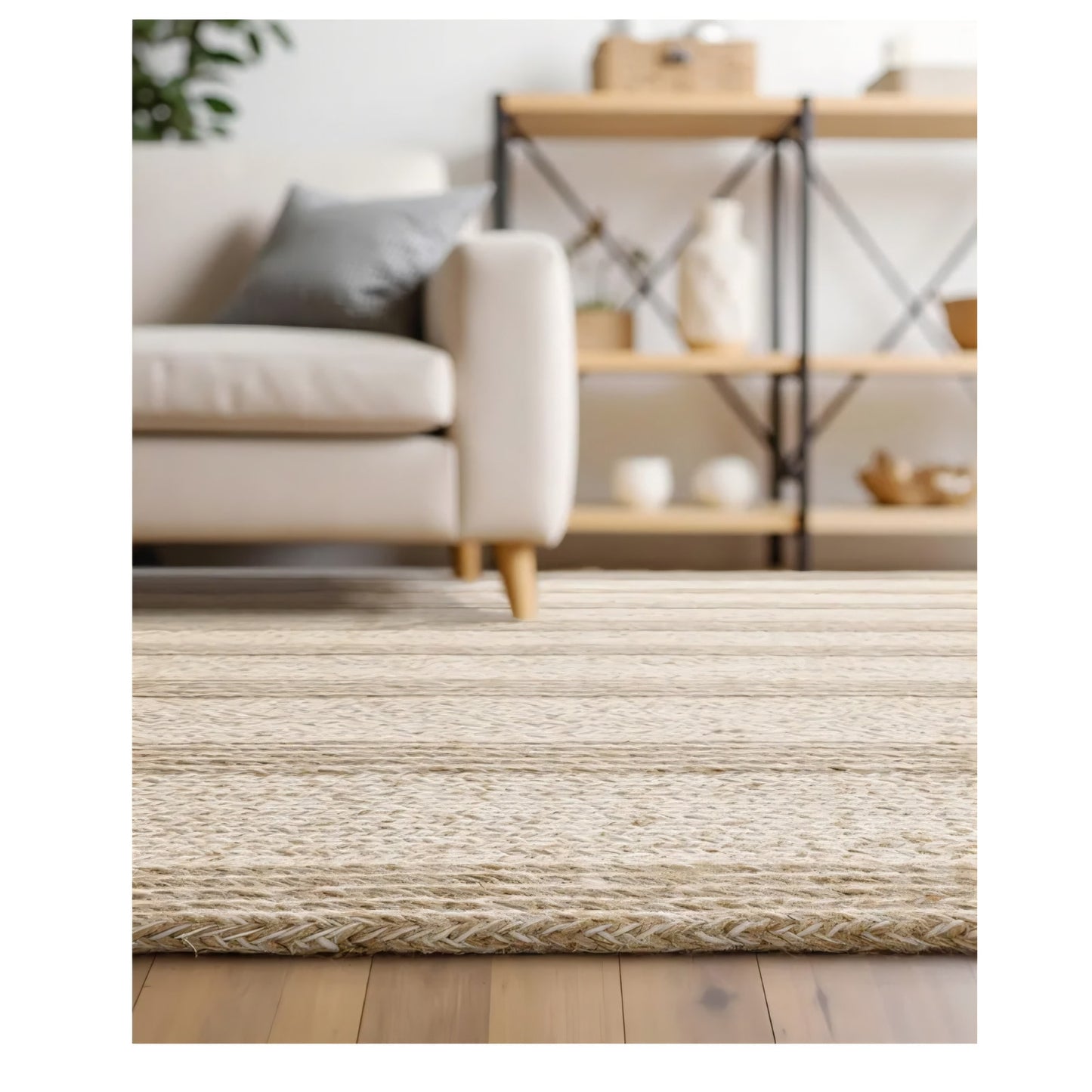 DEXI Oval Jute Rug Natural Fiber 8x10, Braided Woven Sisal Rugs No Shed, Large Neutral
