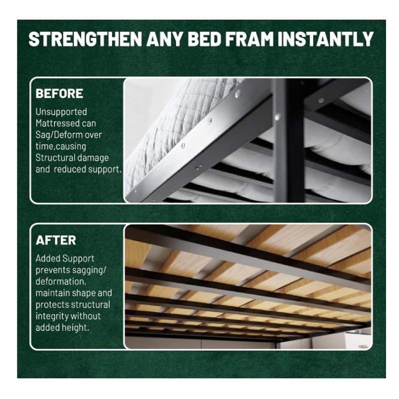 Wooden King Bed Slats for Support Under Mattress with Cover – Replacement Wood Slats for King Size