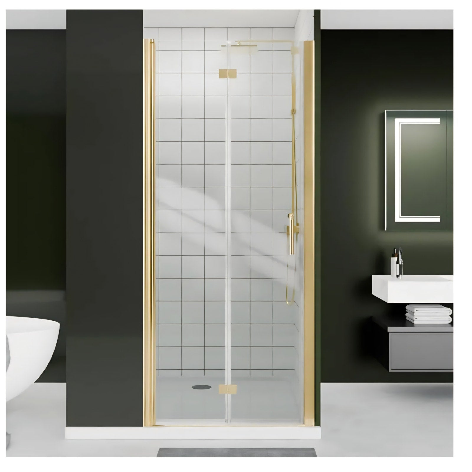 Bifold Shower Door, 30"-31.9" W x 72" H, 1/4" Tempered Glass Shower Door, Foldable Shower Glass Doo