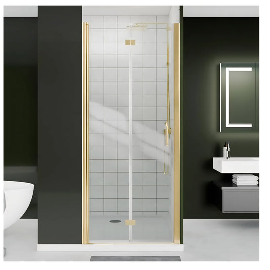 Bifold Shower Door, 32"-33.9" W x 72" H, 1/4" Tempered Glass Shower Door, Foldable Shower Glass Doo
