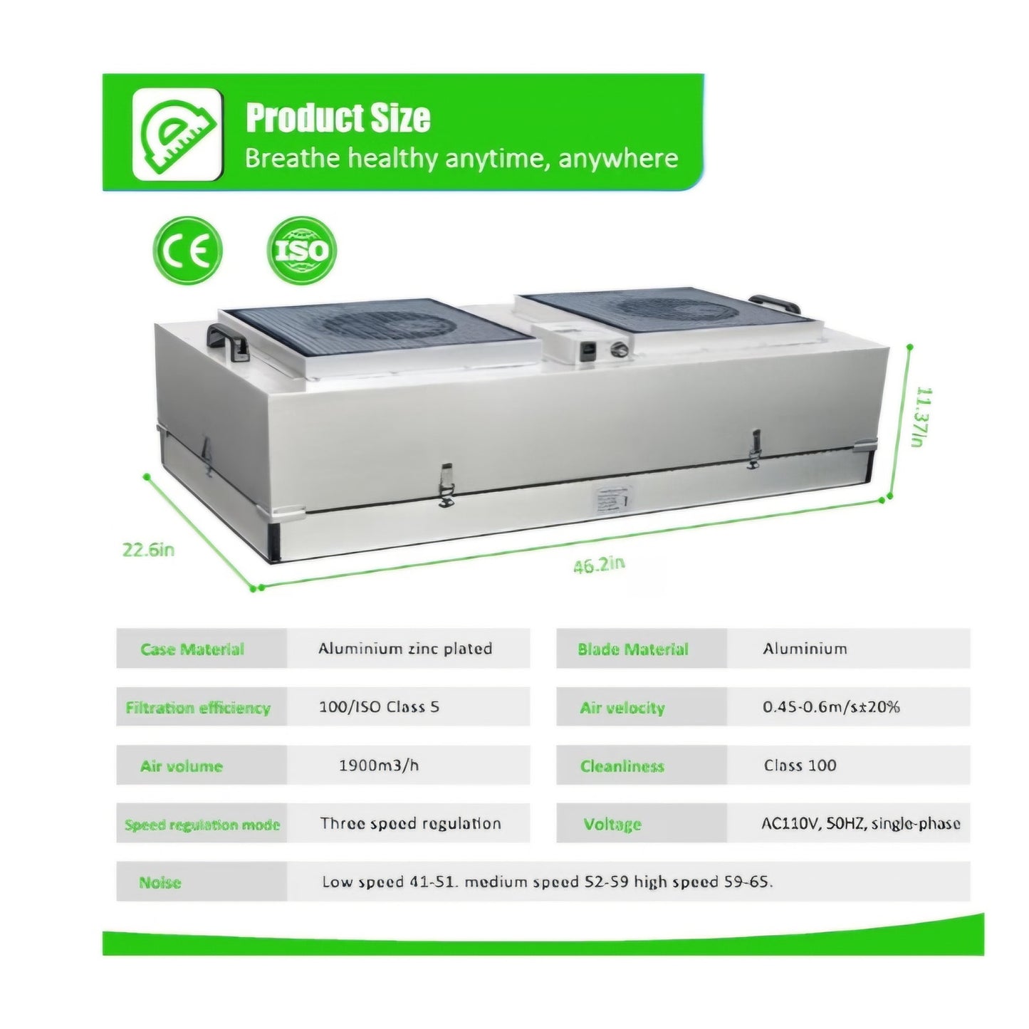HEPA H14-Filter Laminar Flow Hood Updated FanFilter Unit（Include HEPA Filter