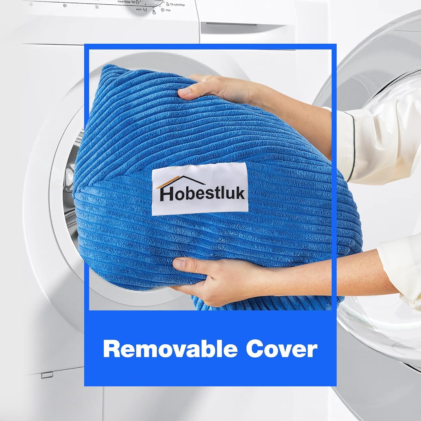 Hobestluk 4.5FT Bean Bag Chair Giant Bean Bag Chair with Filler Included Adult, Jumbo, Blue