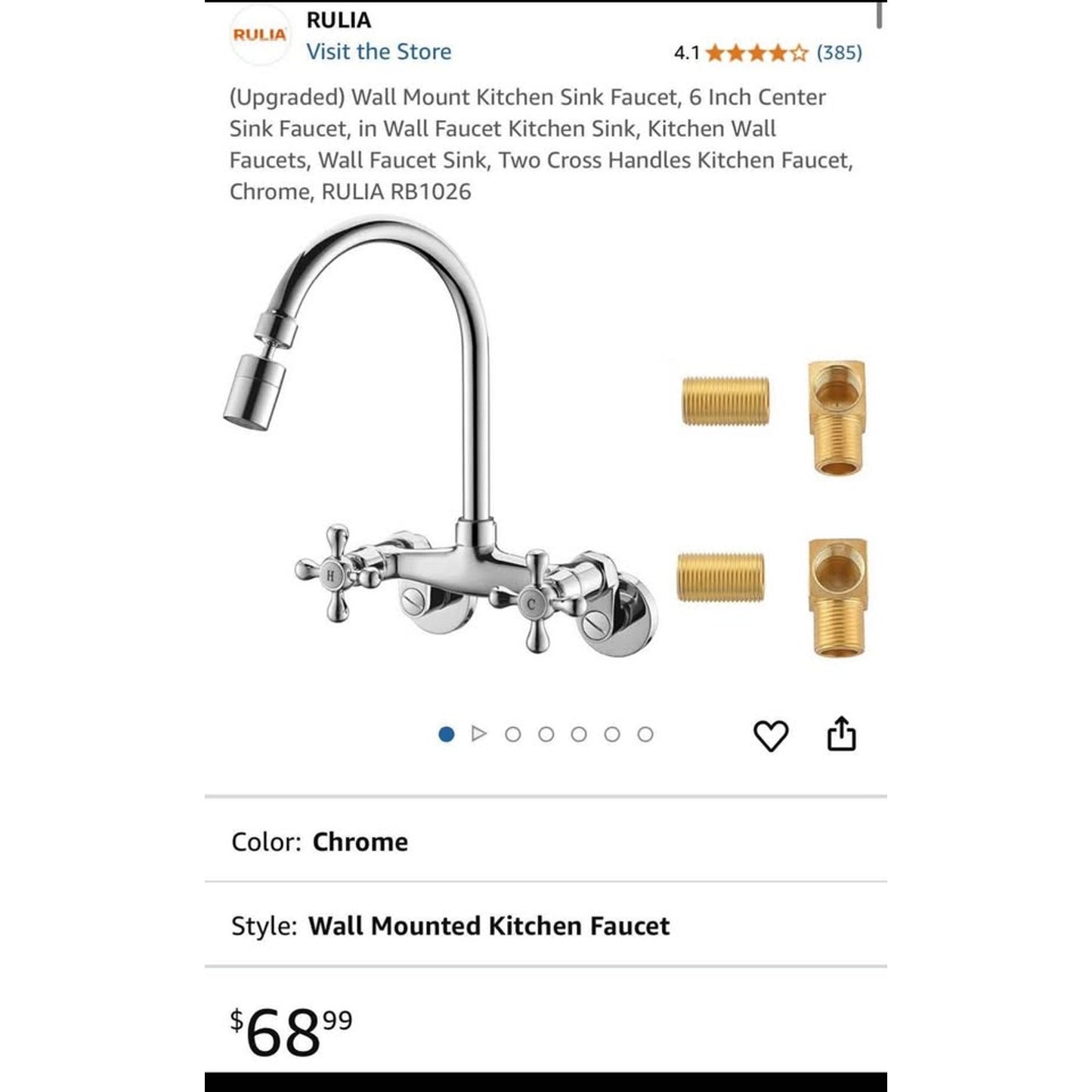 Wall Mount Kitchen Sink Faucet, 6 Inch Center Sink Faucet, in Wall Faucet Kitchen Sink, Kitchen Wall