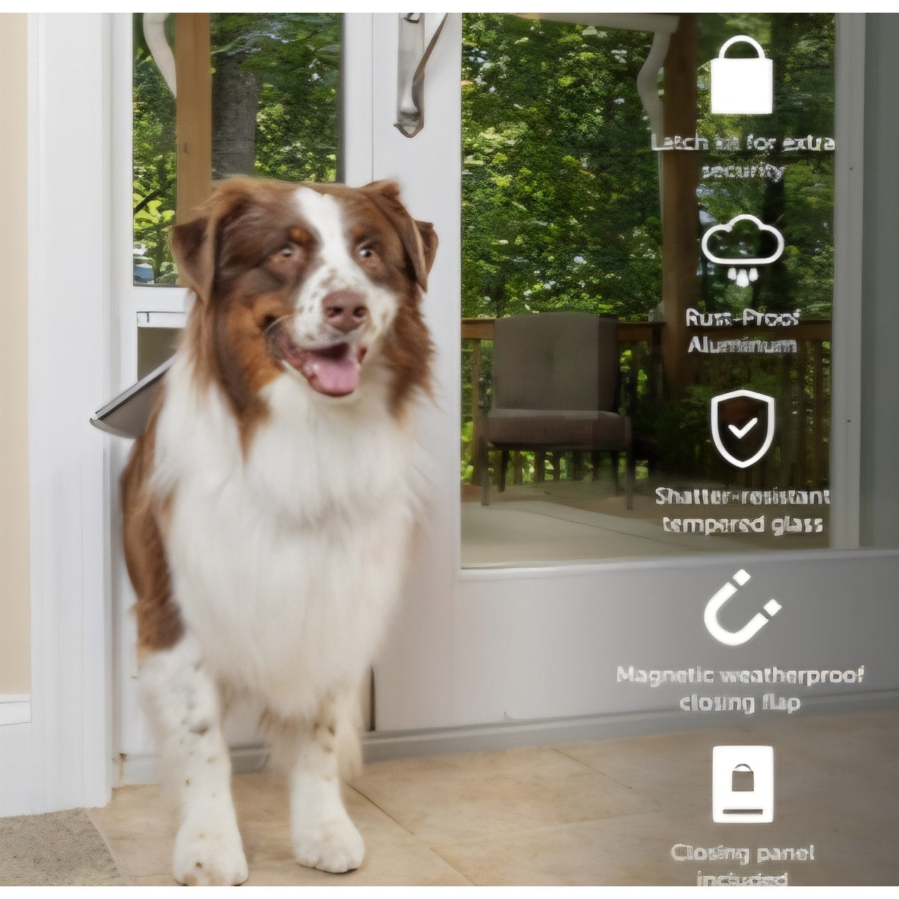 1-Piece Sliding Glass Pet Door for Dogs & Cats - Adjustable Height up to 80 11/16" Large-Tall