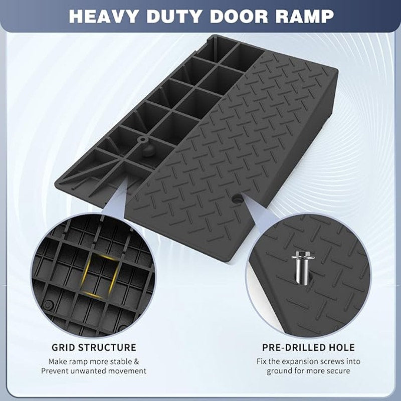 Rubber Threshold Ramp 7.09 Inch Rise, Wheelchair Door Ramp, Non-Slip Surface, 2PCS, 2200LBs Loading