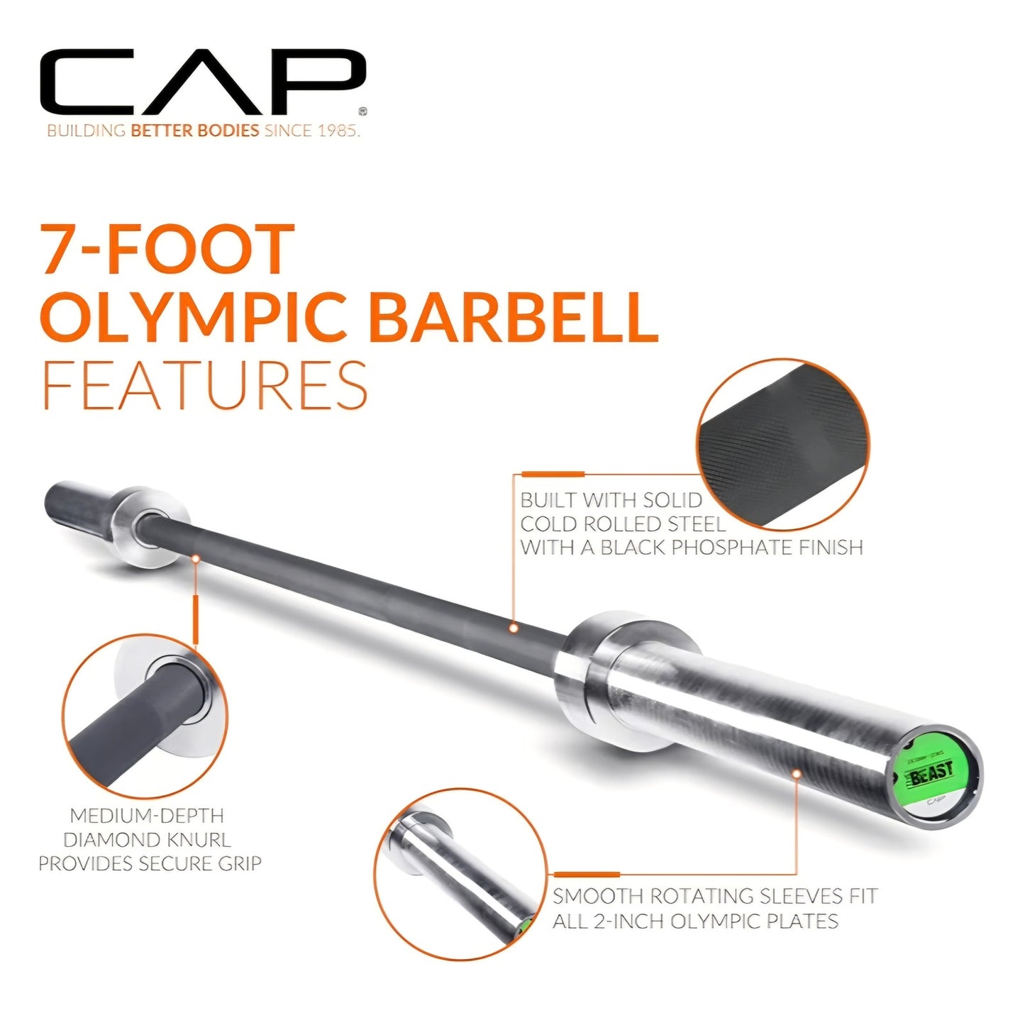 Cap Barbell 7-Foot Olympic Barbell Pro Series | Olympic & Power Bar
