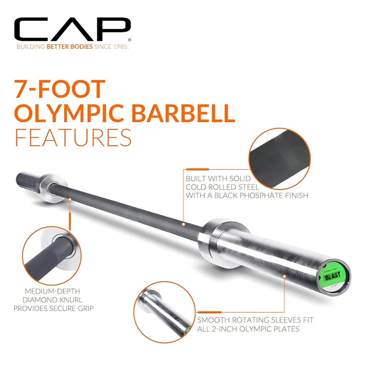 Cap Barbell 7-Foot Olympic Barbell Pro Series | Olympic & Power Bar
