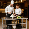 Stainless Steel Table with Wheels for Food Preparation and Work, (60" Lx32 Wx34 H)