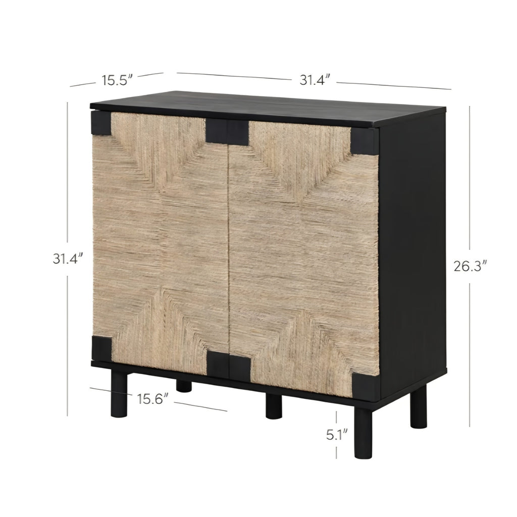 Accent Natural Sideboard Storage Cabinet in Wire-Brushed Wood with Adjustable Interior Shelf