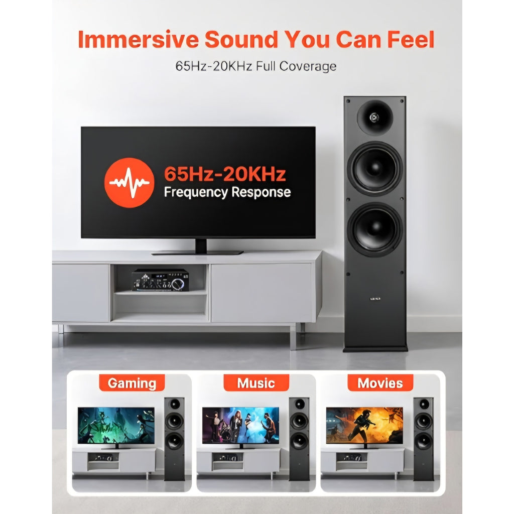 VEVOR Passive Floorstanding Speakers, 2-Way, Floor-Standing Tower Speakers with 1 in Tweeter