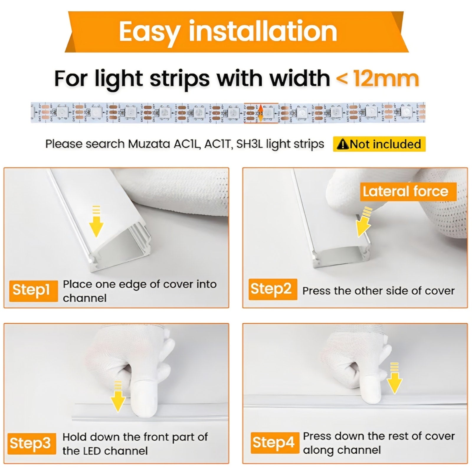 10Pack 6.6FT/2M LED Channel Aluminum U Shape Silver LED Strip Diffuser Channel with Milky White