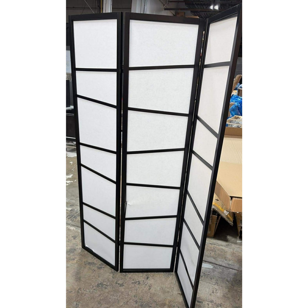 Roundhill Furniture 3-Panel Screen Room Divider, Black