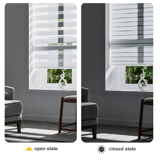 Cordless Zebra Blinds for Windows Free-Stop Roller Windows Shades (70" W X 64" H, White)
