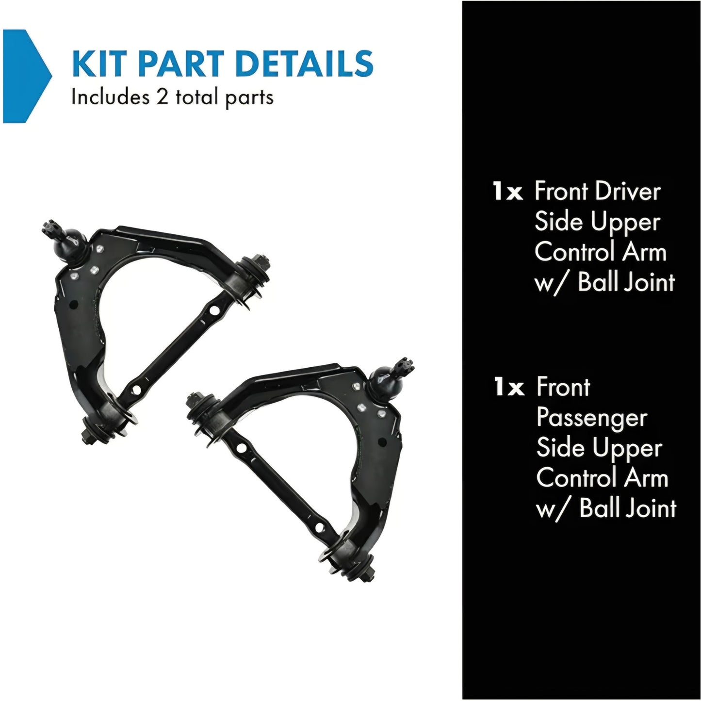 Front Upper Driver and Passenger Side Control Arm and Ball Joint Set 2 Piece,Dodge Dakota 1997-1999