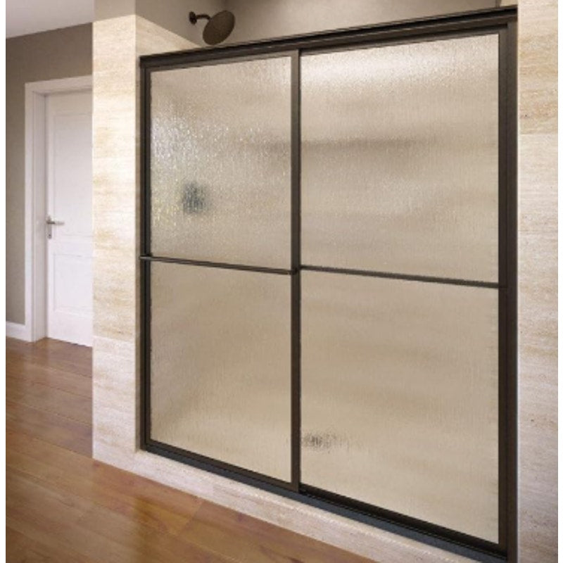 Basco Deluxe Framed Sliding Shower Door, Fits 42-44 inch opening, Rain Glass