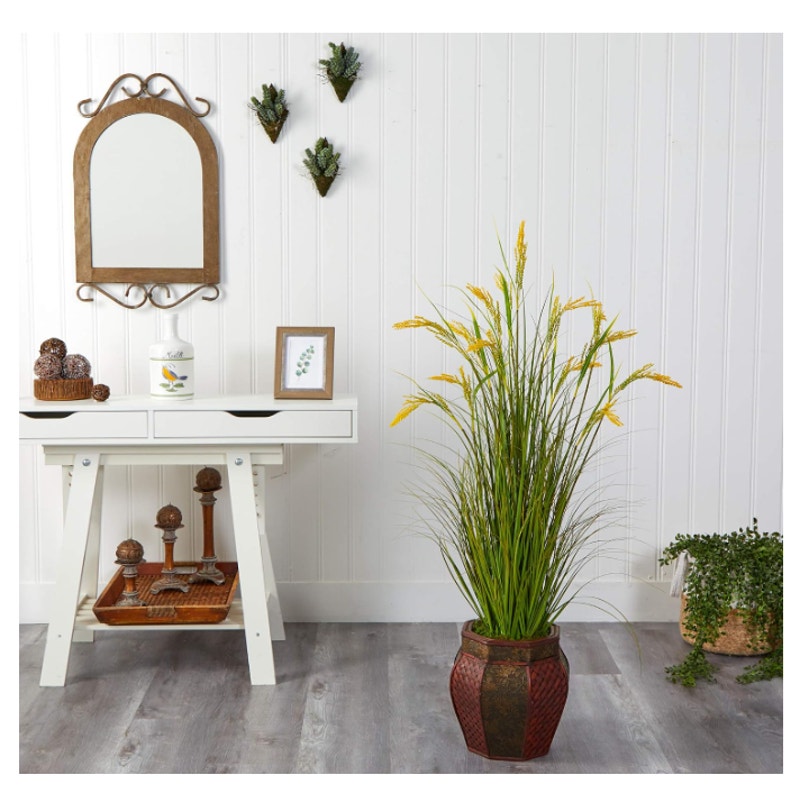Nearly Natural 53in. Wheat Grain Artificial Plant in Decorative Planter
