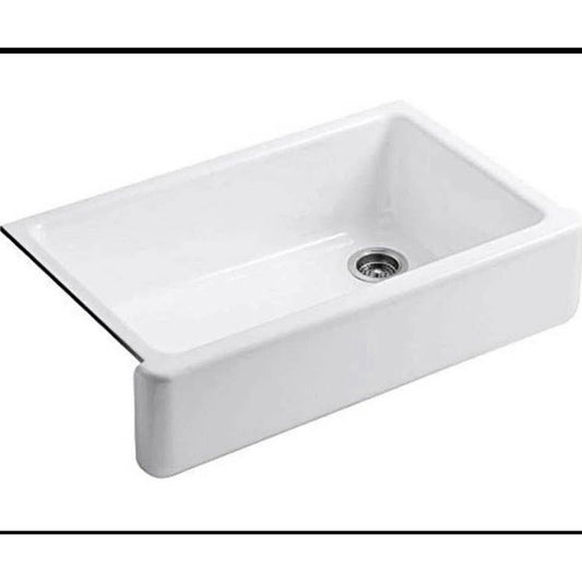 KOHLER 6489-0 Whitehaven 35 3/4" Undermount Single-Bowl Farmhouse Sink, Self-Trimming Tall Apron Fro