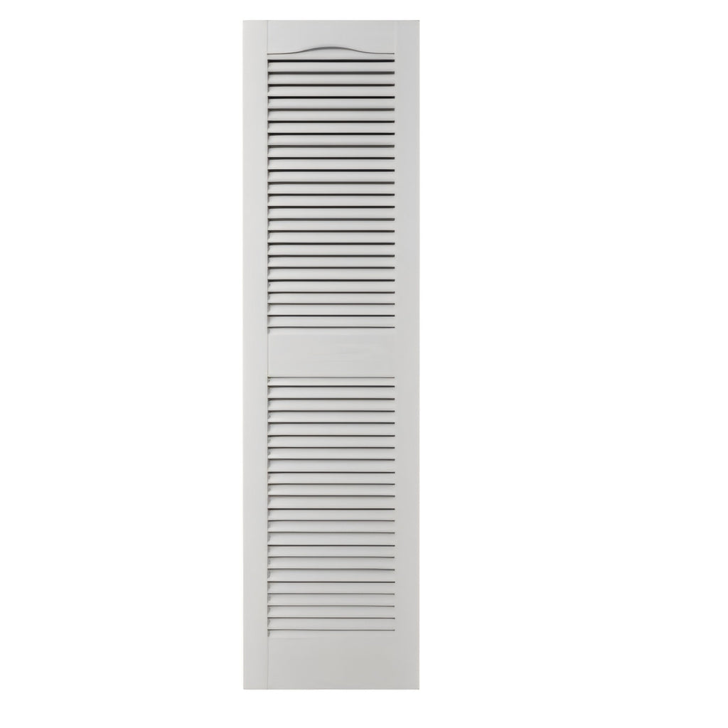 12"W x 31"H Mid-America Vinyl,Standard Size Cathedral Top Center Mullion, Open Louver Shutter white